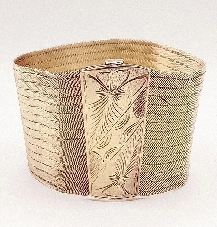 Turkish Trebizond Handmade Filigree Silver 900 Gold 18kt Wrist Bracelet