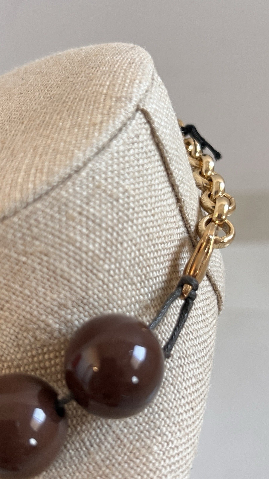 Dudu brown Cross statement necklace glossy resin beads adjustable