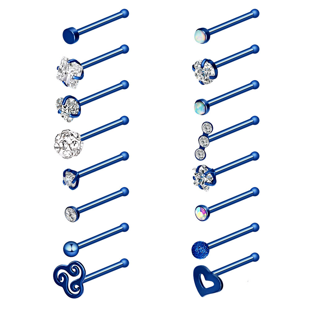 Stainless Steel Nose Rings Set Bone Stud Tragus Cartilage Hoop Body Piercing 20G