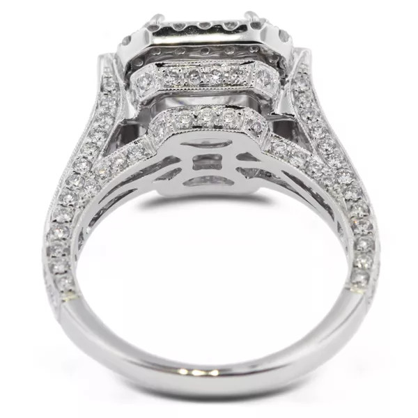 Engagement Ring 18K Gold Under Halo Princess 2.37 Carat Lab-Grown Diamond G VS1