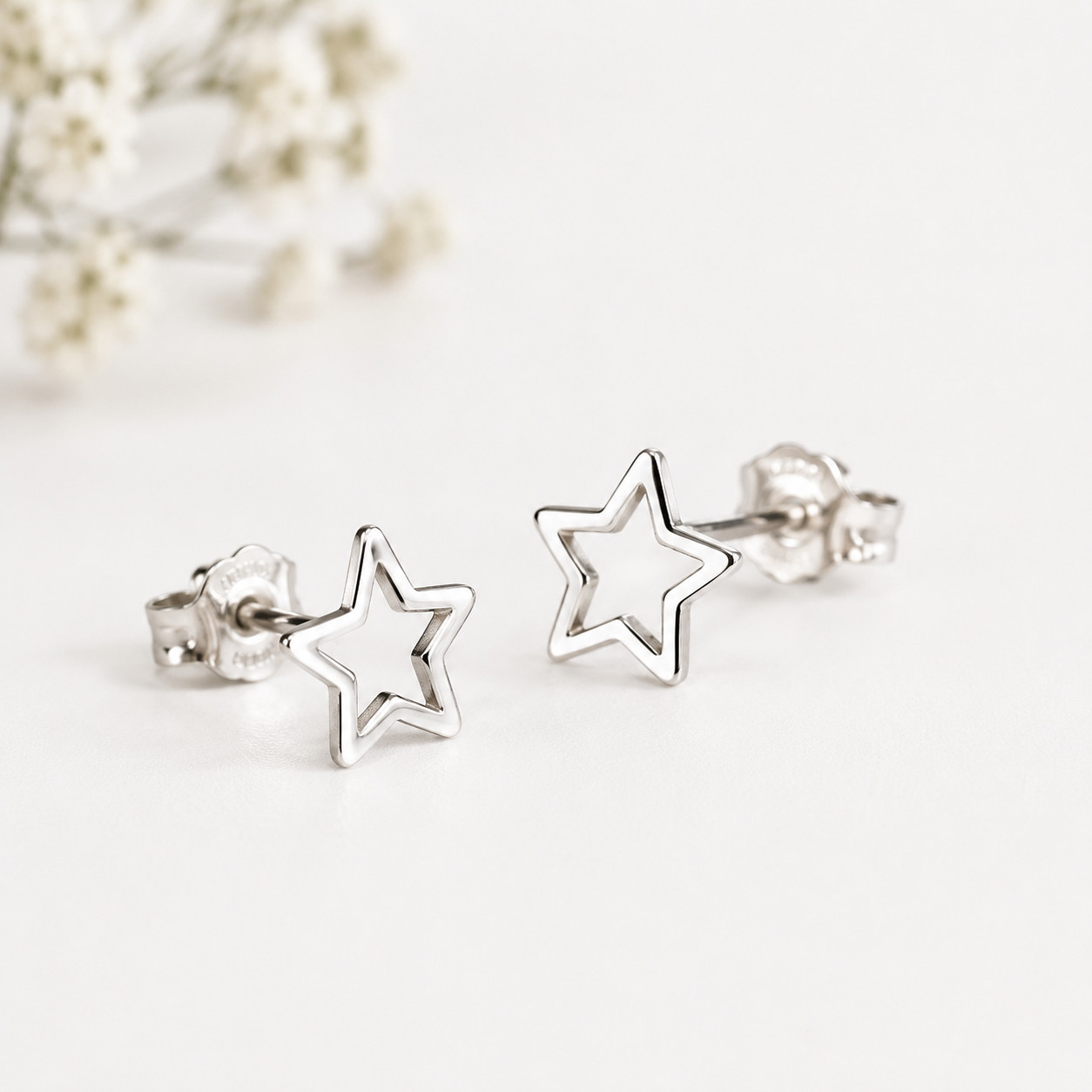 Sterling Silver cut out star Stud Earrings, tiny Stud Earrings, Children Earring