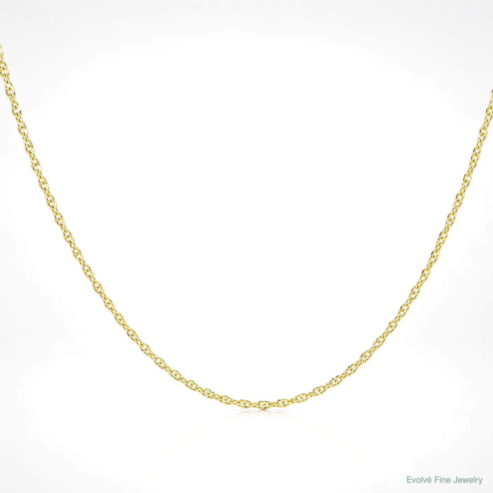 14K Yellow Gold 1.35mm Carded Cable Rope Chain Necklace 16″-24″