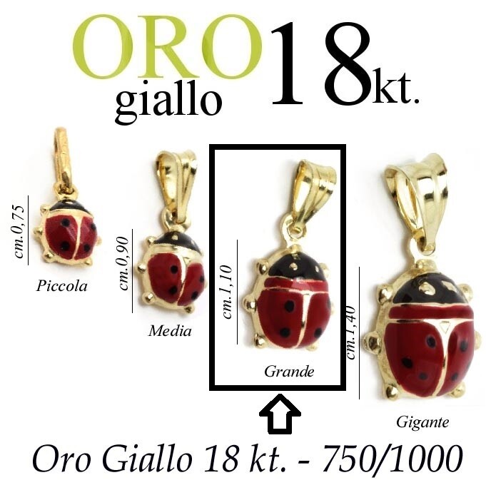 LUCKY CHARM LADYBUG amulet gift pendant 18kt gold. 750/1000 yellow gold