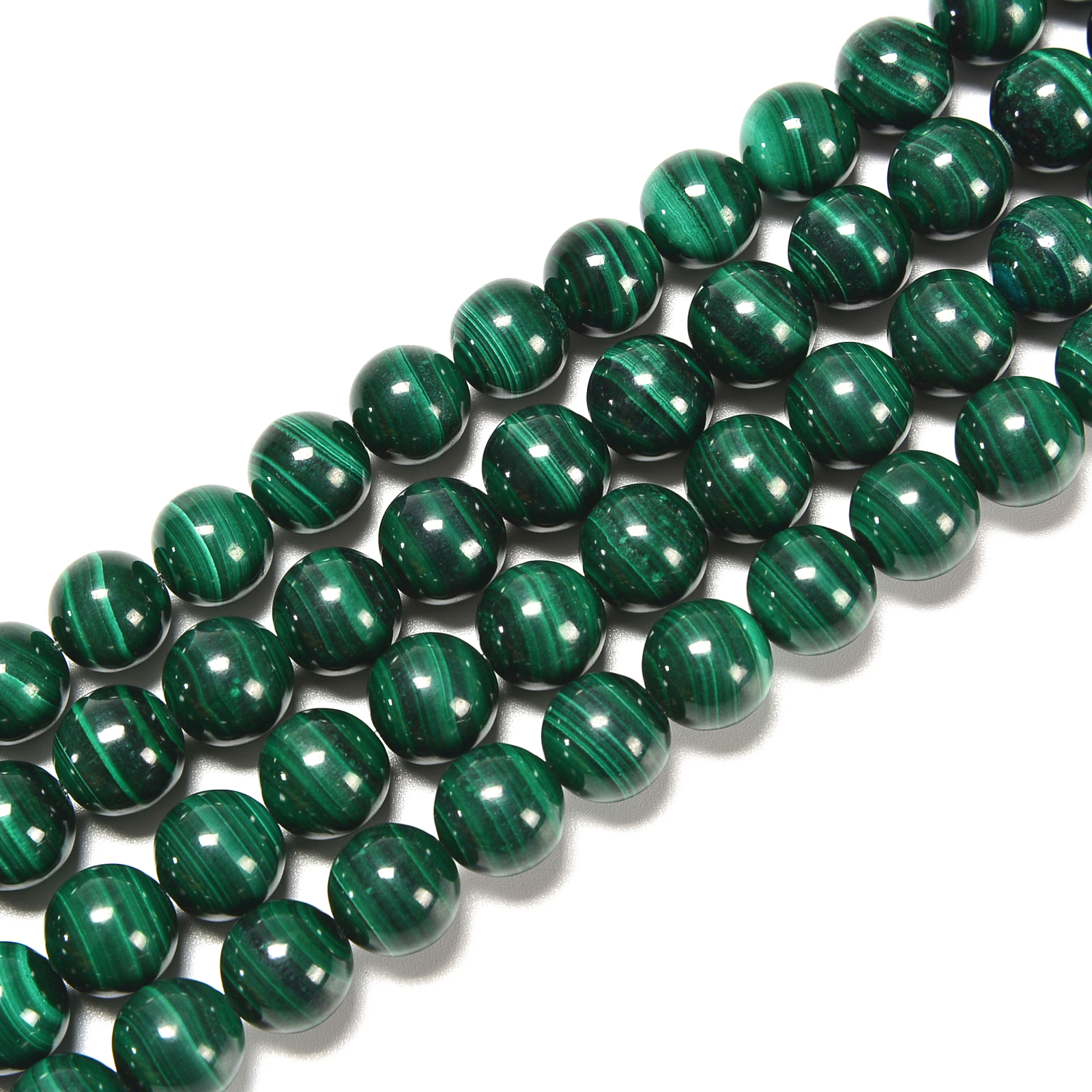 Natural Malachite Smooth Round Beads 6mm 7mm 8mm 10mm 12mm 15.5″ Strand