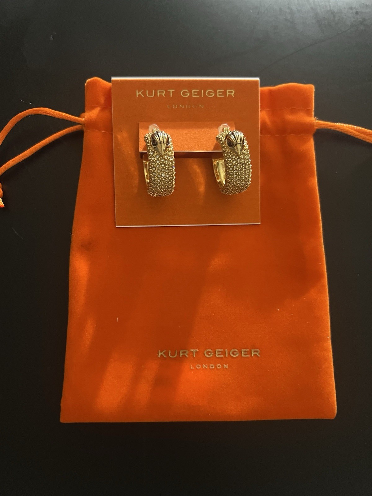 Kurt Geiger Jewelry Eagle Head Gold Huggie Hoop Earrings Crystals