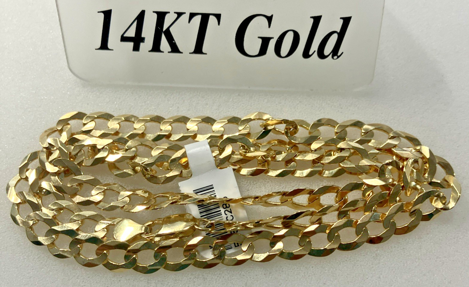 14kt Real Gold Solid Curb Link Chain 28.5grams 7.2mm 24” Brand New with Tag 14K