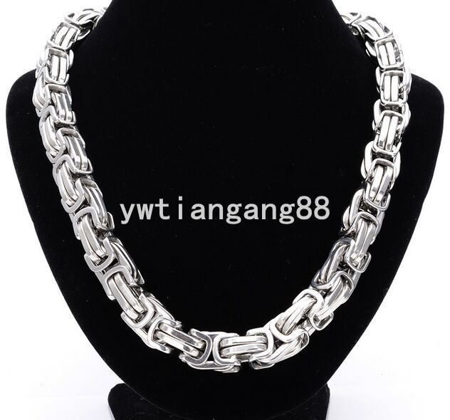 6/8/10/12/15mm 18-40″Heavy Silver Byzantine Chain Stainless Steel Men Necklace