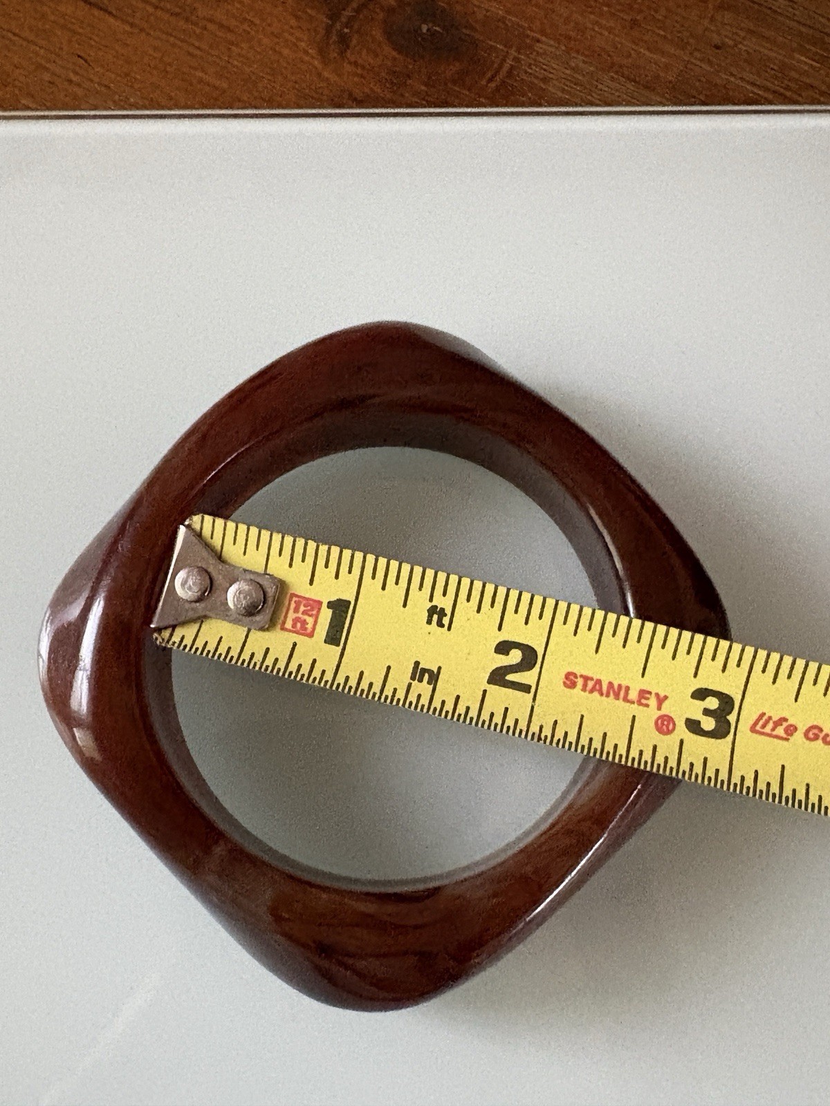 Acrylic Resin Cuff Bangle Women Brown Tone Geometric Round Wide Jewelry