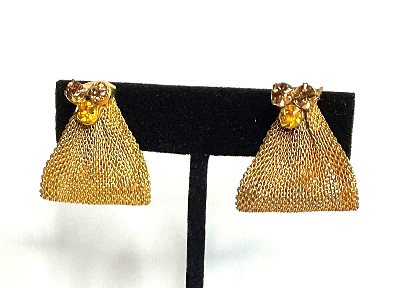 VTG. Signed ROBERT Amber-Tone MESH CLIP EARRINGS, NONE LIKE THESE! ELEGANT!