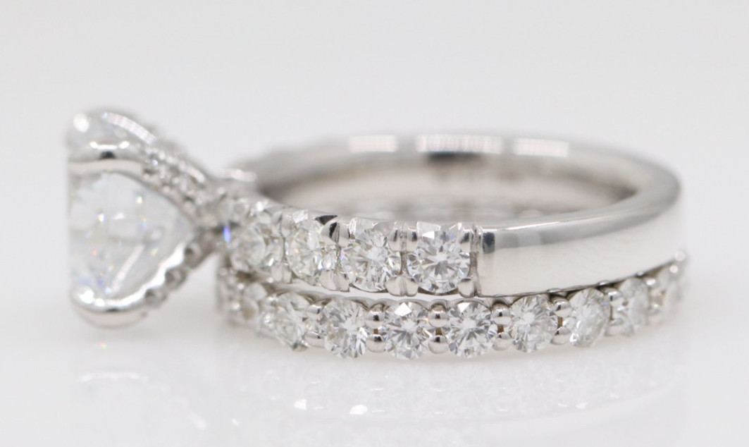 3.02ct VVS1 Lab Grown Diamond Wedding Set 18k White Gold Rings Size 6