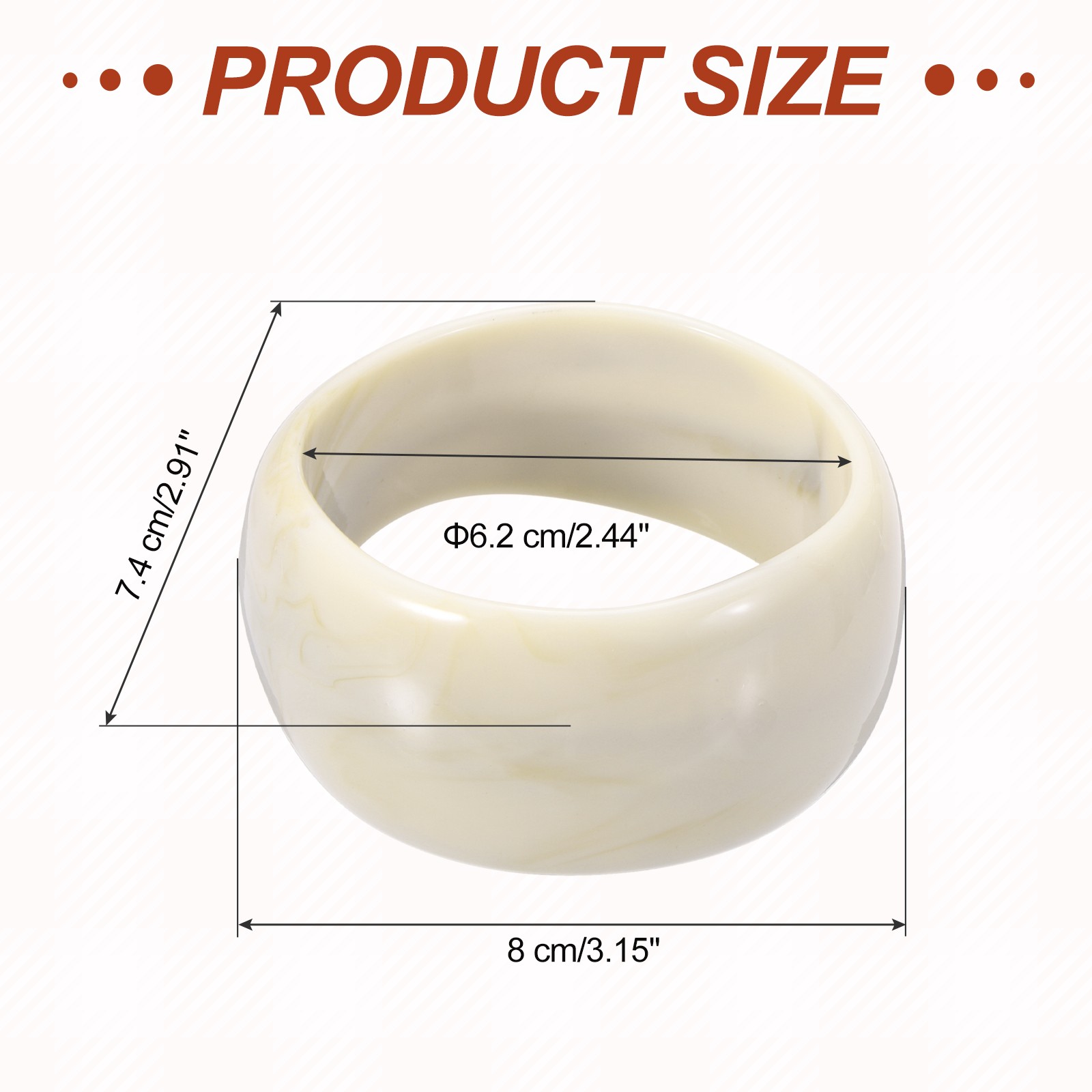 Acrylic Resin Bracelet Chunky Vintage Wrist Bangles, Milky White