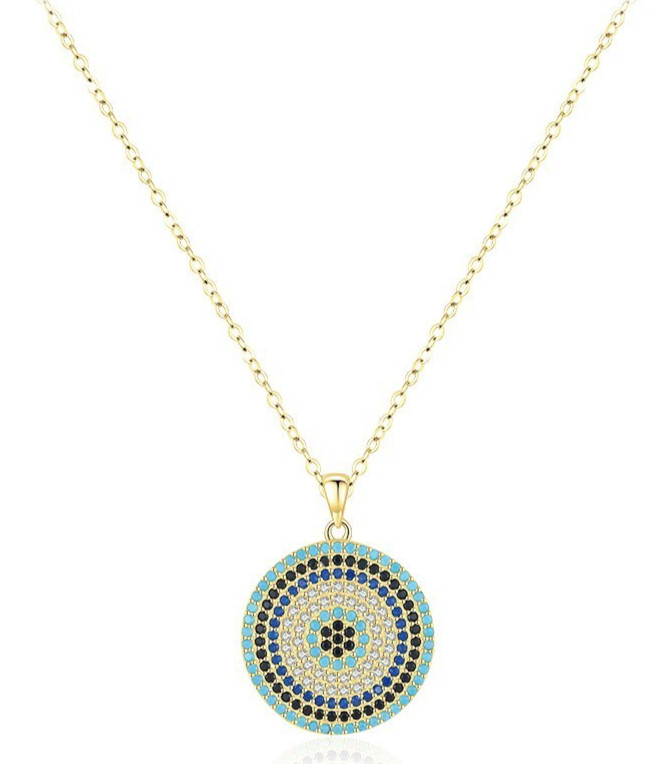 925 Sterling Silver or Gold-Plated Silver Blue CZ Evil Eye Necklace