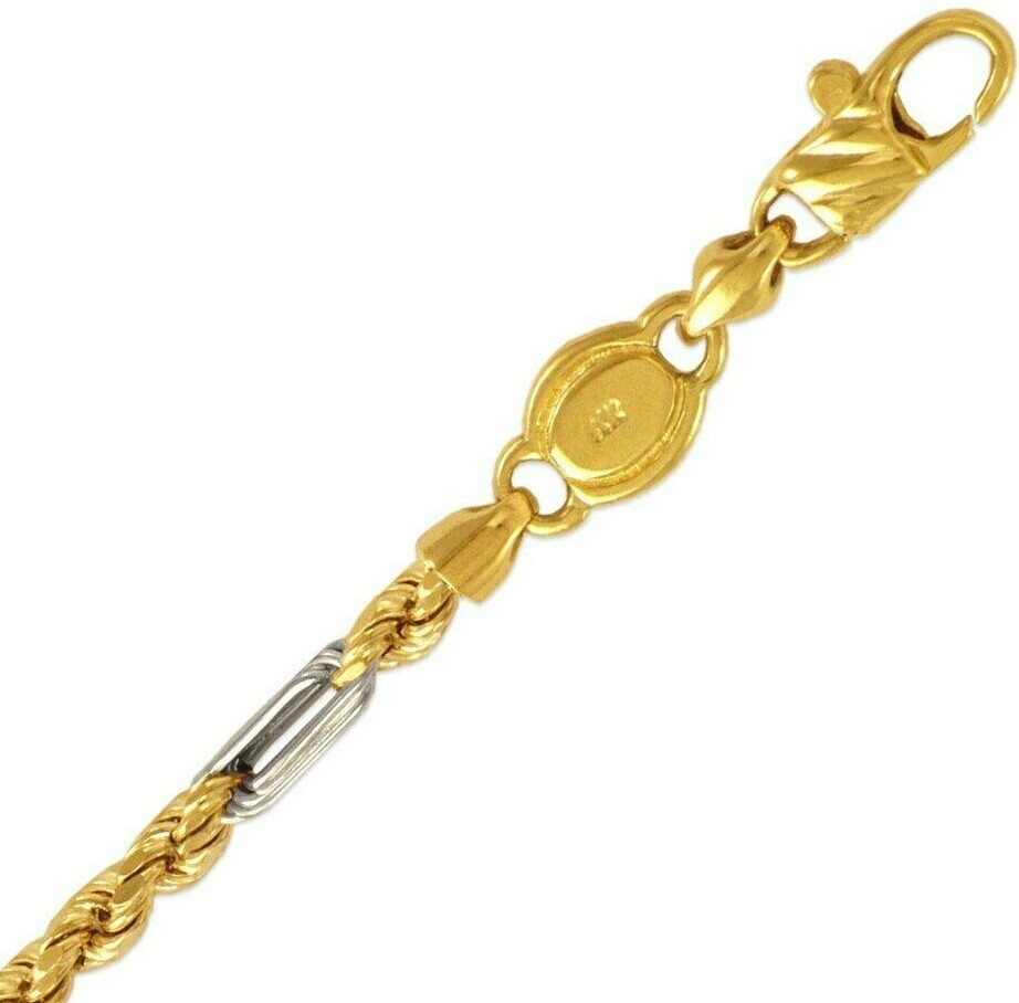14K Two Tone Figarope Chain Necklace Men’s/Women’s 4.5mm 22″-30″ Free Shipping