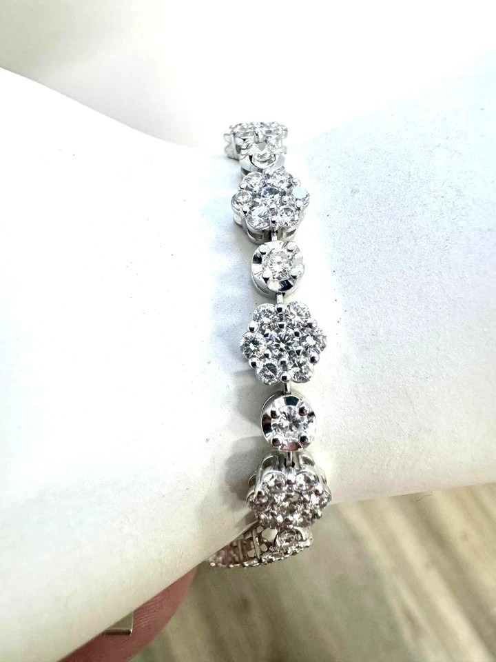 18Ctw Round Cut Created Diamond Tennis Bracelet 7.5 Inch 14K White Gold Plated