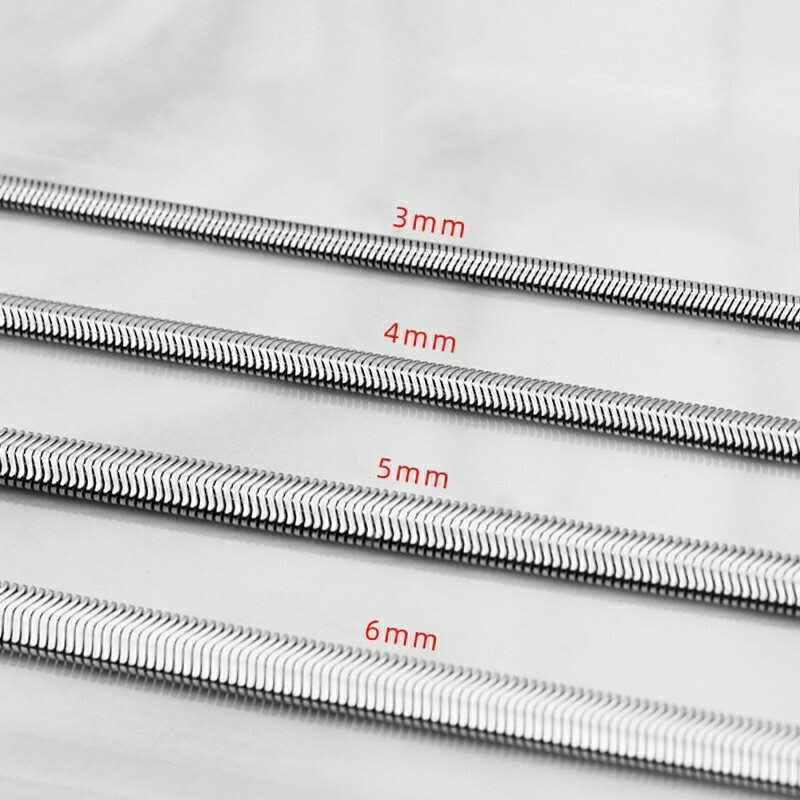 1.6-8mm Real Stainless Steel Silver Flat Snake Chain Necklace Women Men 18-36”