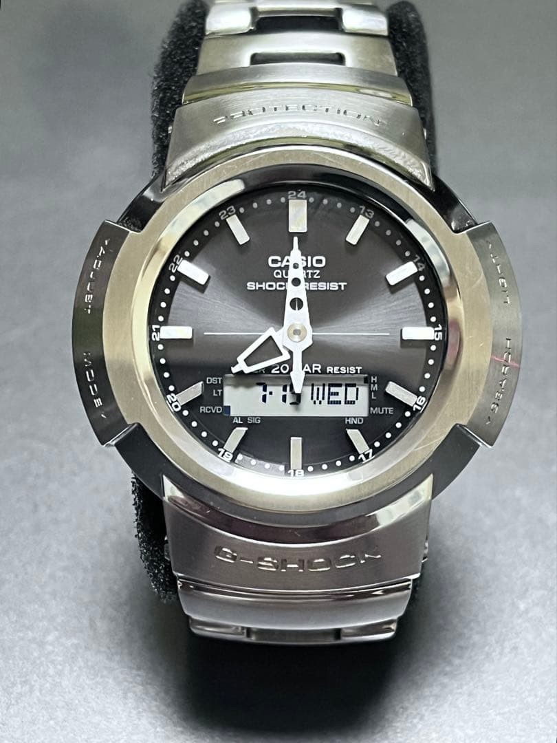 CASIO G-SHOCK AWM-500D-1A Full Metal Silver Black Radio Solar Watch