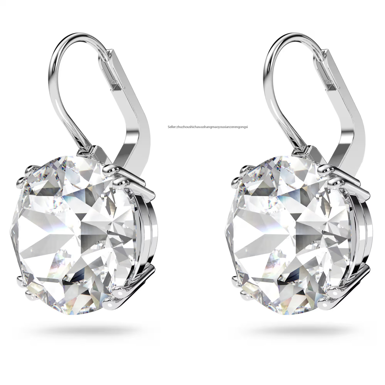 Millenia White Rhodium Plated Drop Earrings Round Cut New