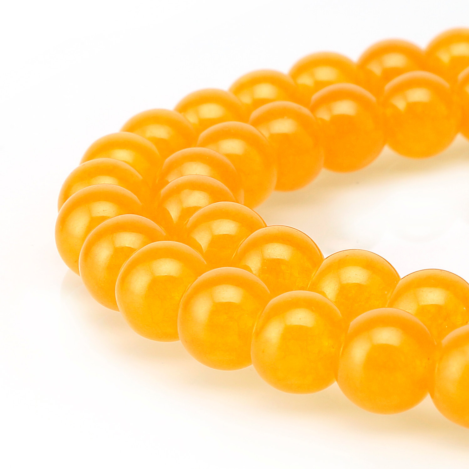 Dark Yellow Dyed Jade Smooth Round Beads 4mm 6mm 8mm 10mm 15.5″ Strand