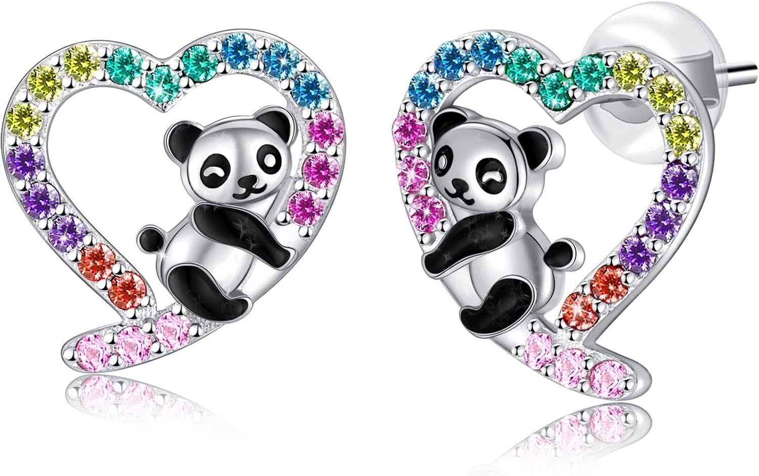 Adorable Hypoallergenic Panda Earrings – Sterling Silver & Cubic Zirconia for…