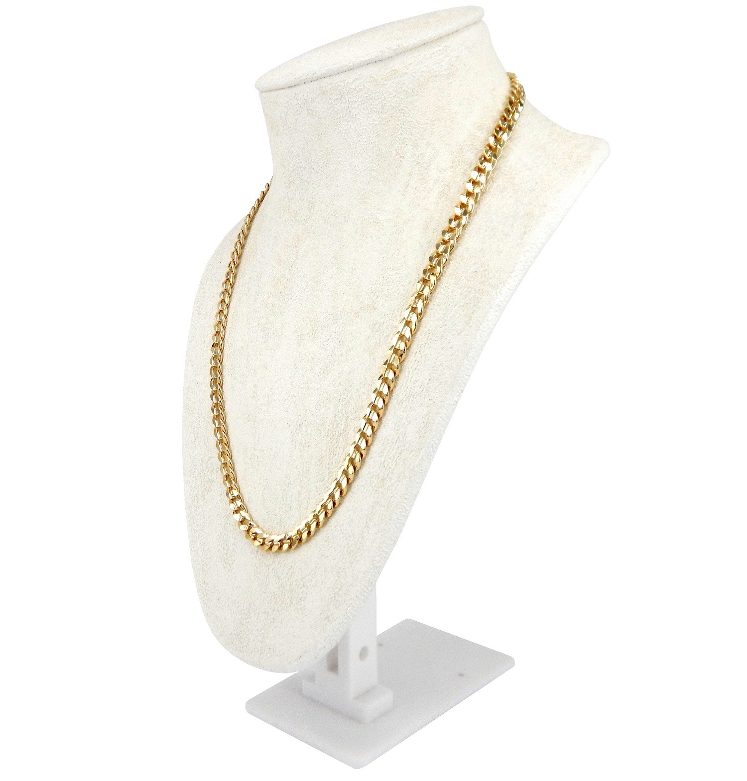 Men’s 8mm Concave Cuban link Chain 20″ 24″ 30″ inch Necklace 14k Gold Plated