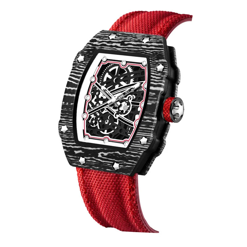 Ultra-Thin Wine Barrel Shaped Quartz Watch Nylon Strap Waterproof Casual Watch