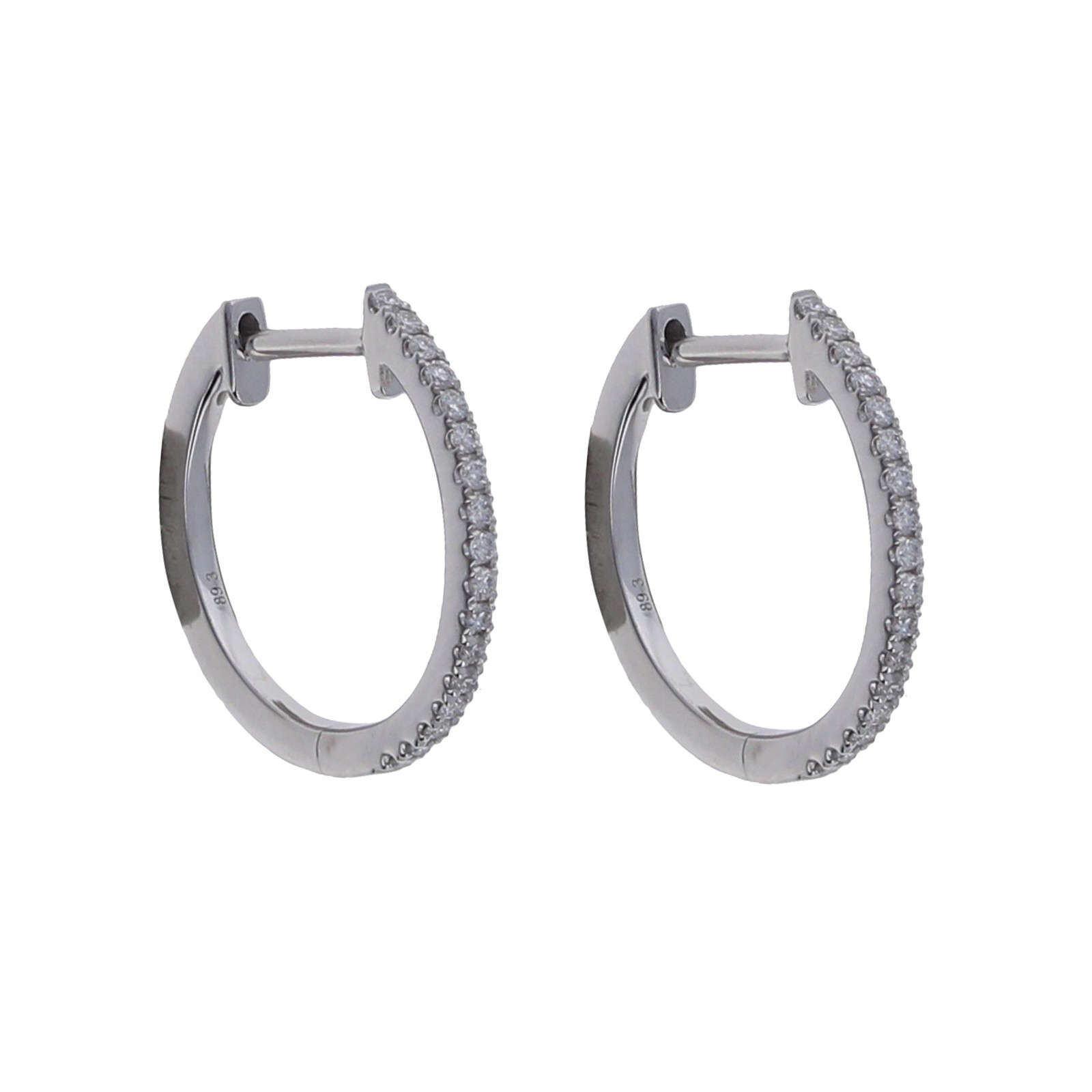 Diamond Huggies, 14kt Yellow / White Gold, Fine Jewelry, 14mm Diamond Earrings