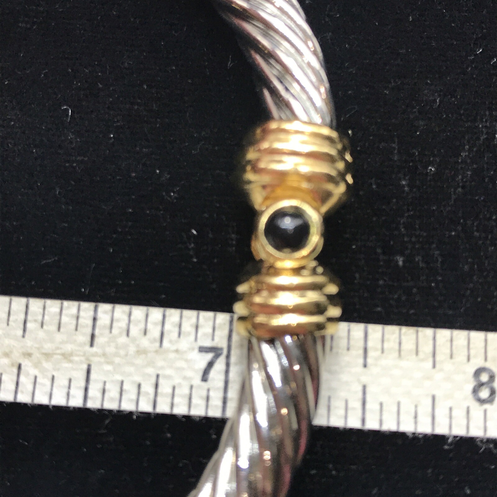 VTG Twisted Cable Renaissance Revival Black Cabochon’s Buckel Design Bracelet