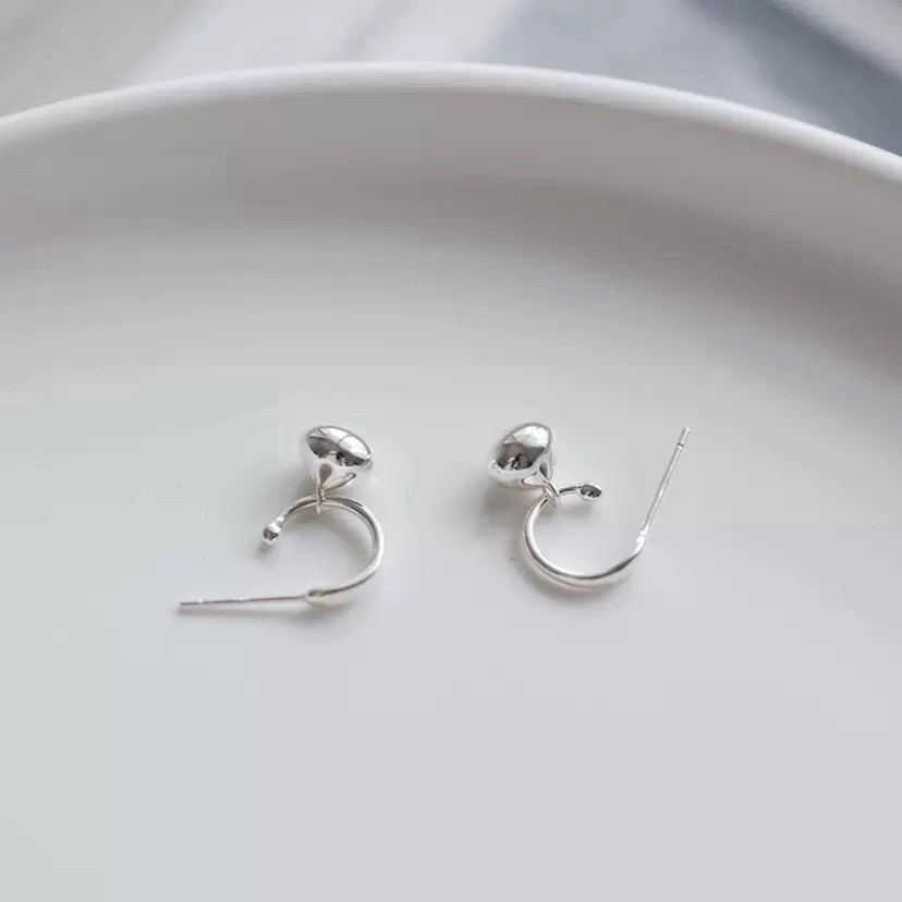 925 Silver Geometric Drop Huggie Hoop Earrings 10mm Small Dangle Earrings A52
