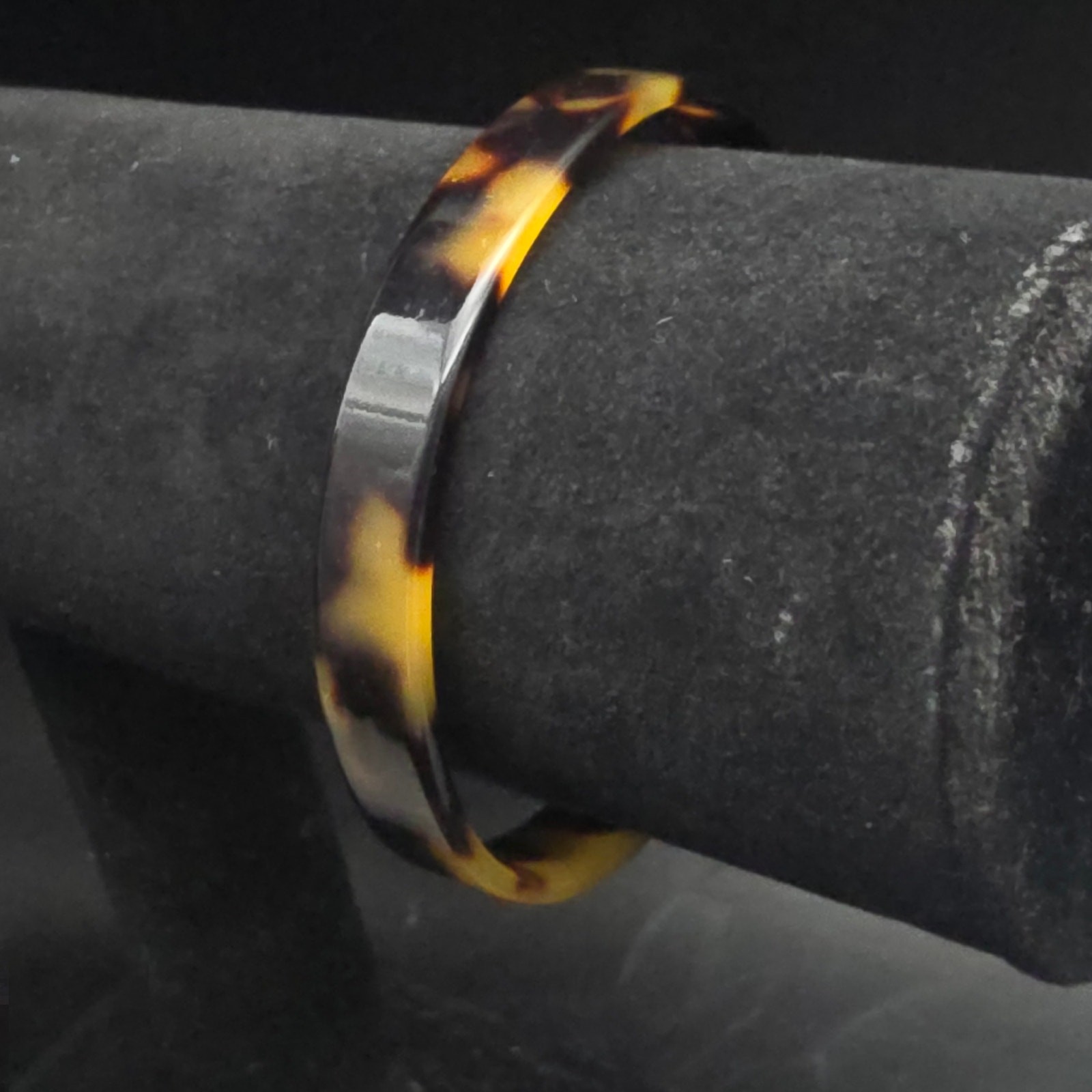 Faux Tortoise Shell Lucite Cuff Bracelet Thin Vintage Costume Jewelry NOS