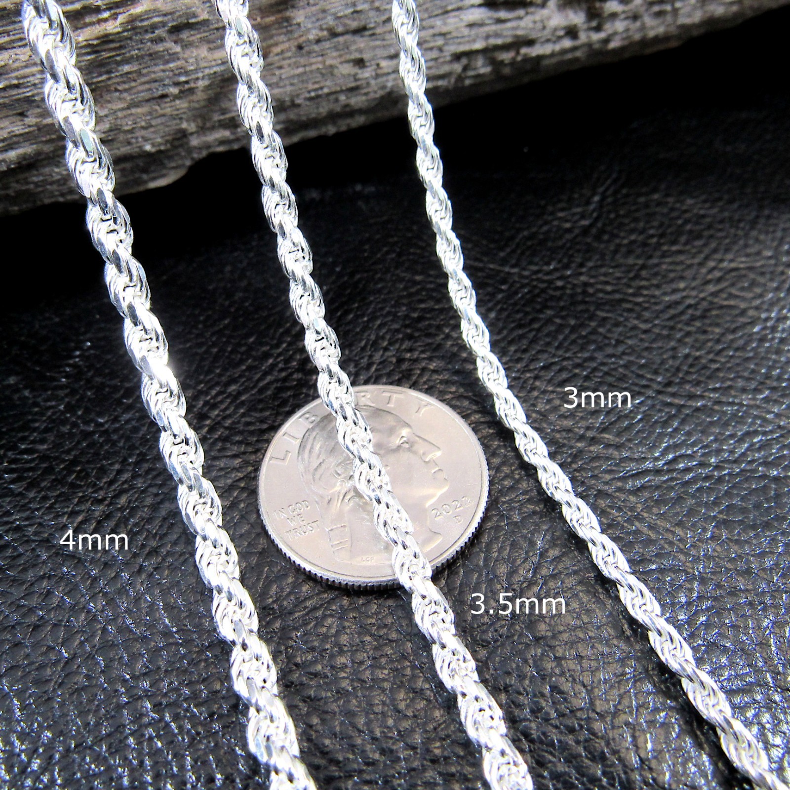Solid 925 Sterling Silver Italian DIAMOND CUT ROPE CHAIN Necklace Bracelet Italy
