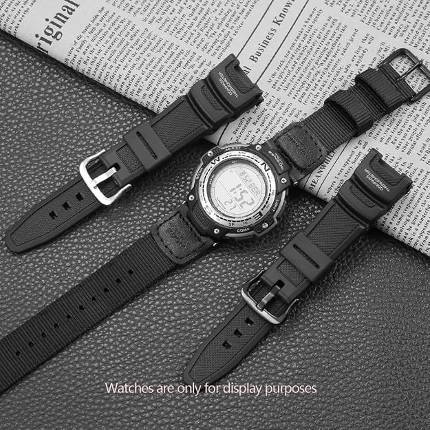 SGW-100 Series Watchband Compatible with Casio SGW100 Black band steel buckle