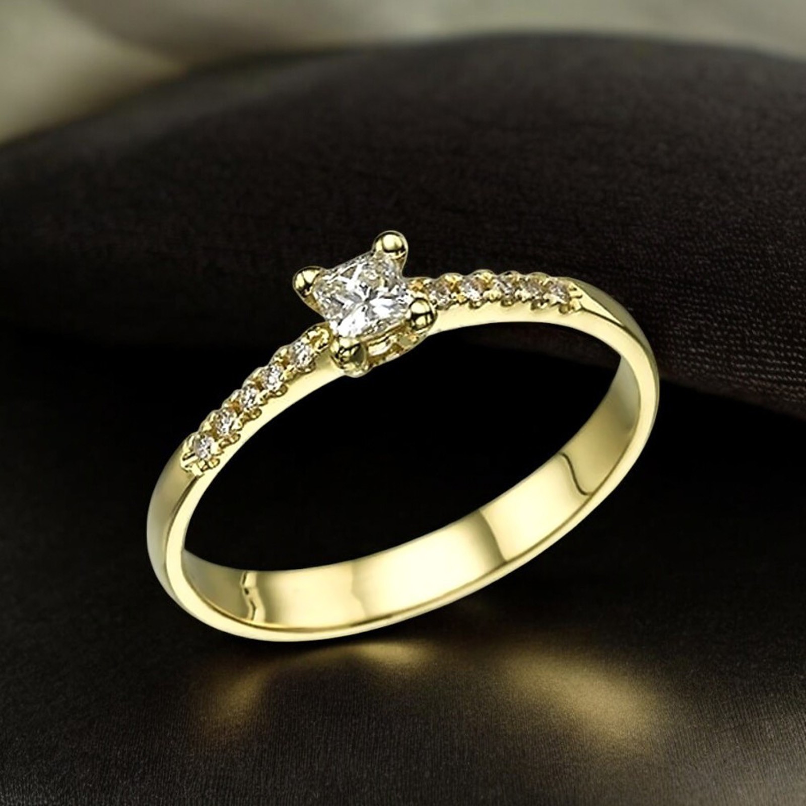 Diamond Ring Gold Lab Grown Designer Round Cut 18k Yellow E F VVS 0.25 Carat