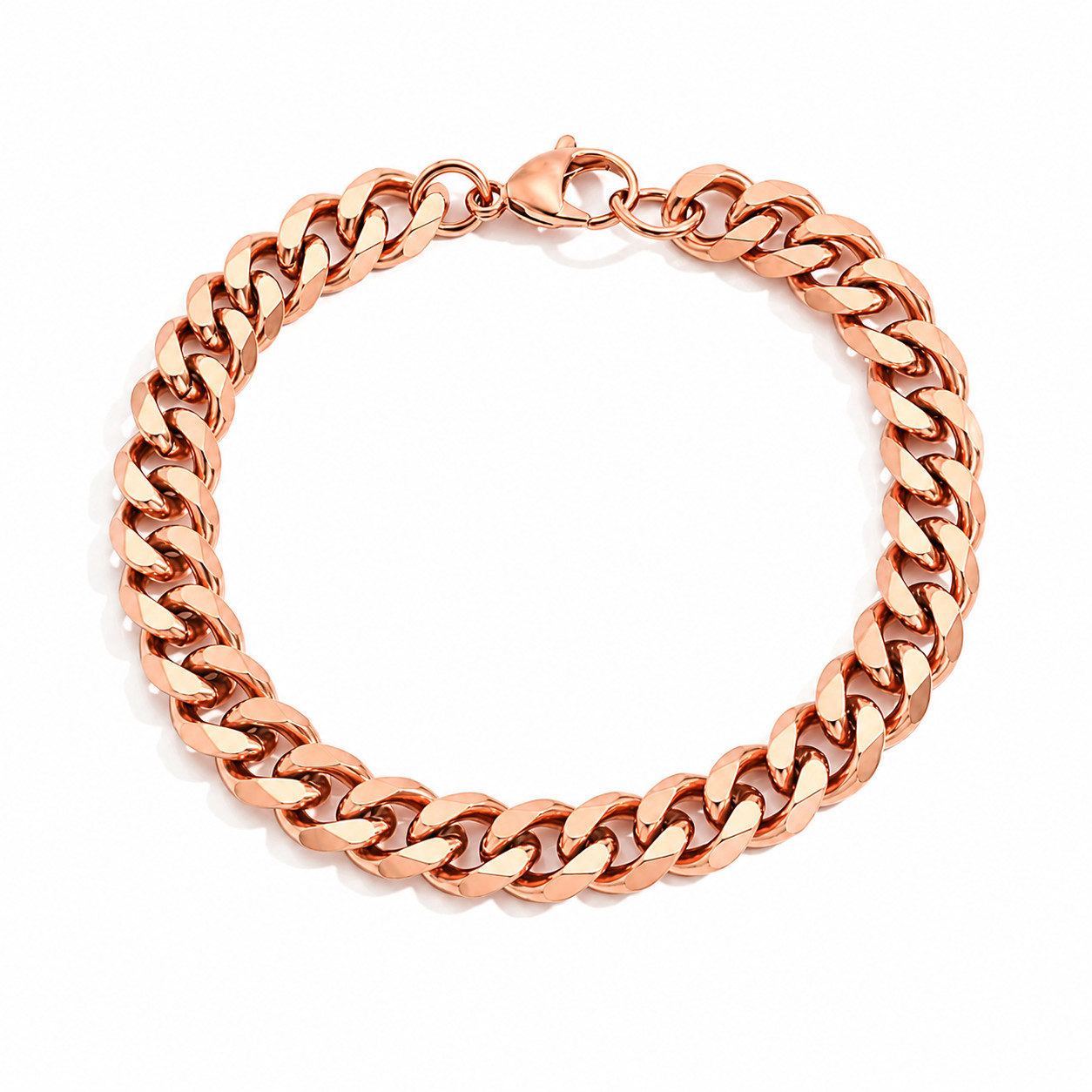8mm Pure Solid Copper Bracelet Arthritis Cuban Chain Curb Link Rider Bracelet