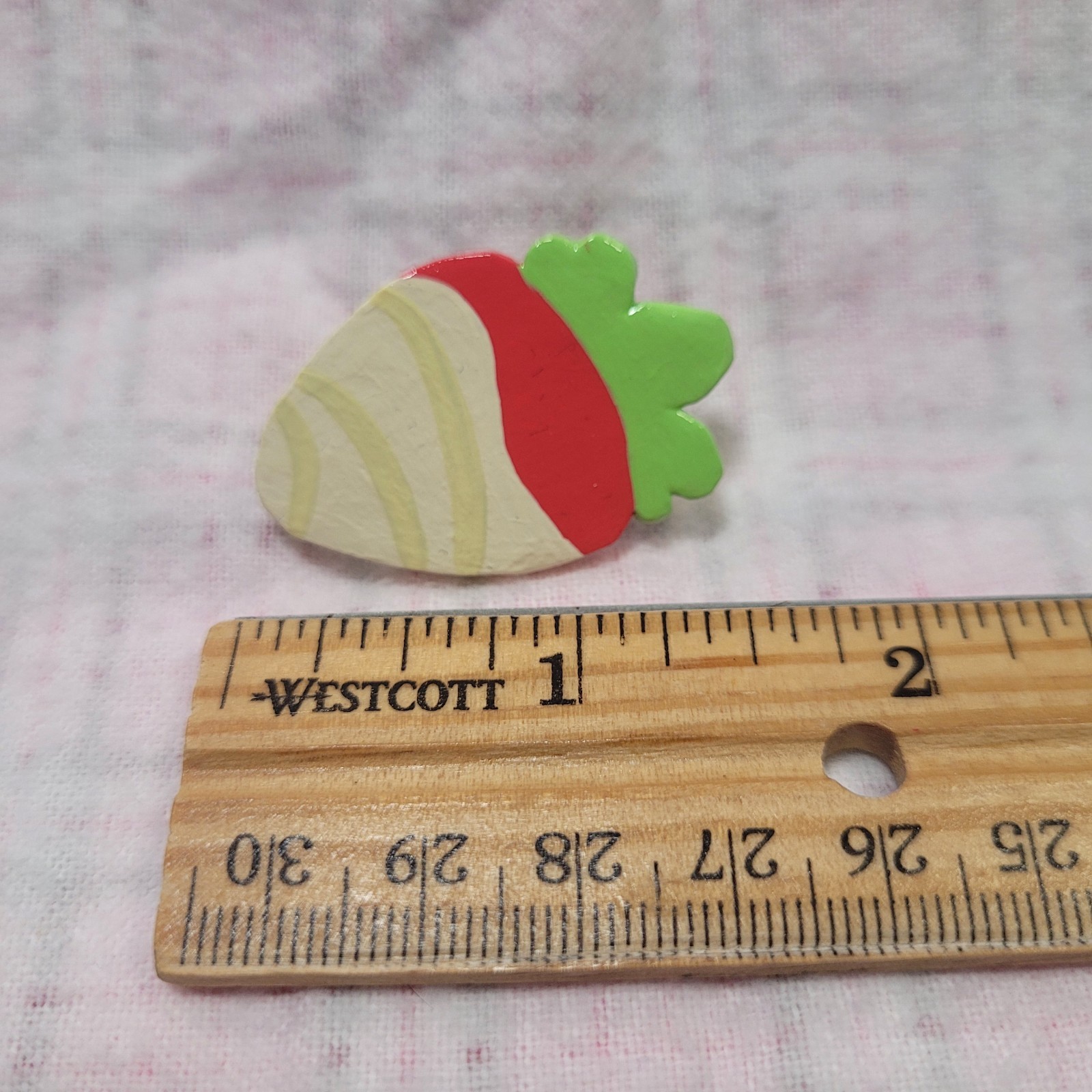 Handmade Art Polymer Clay Strawberry Pin Food Cute Handcrafted