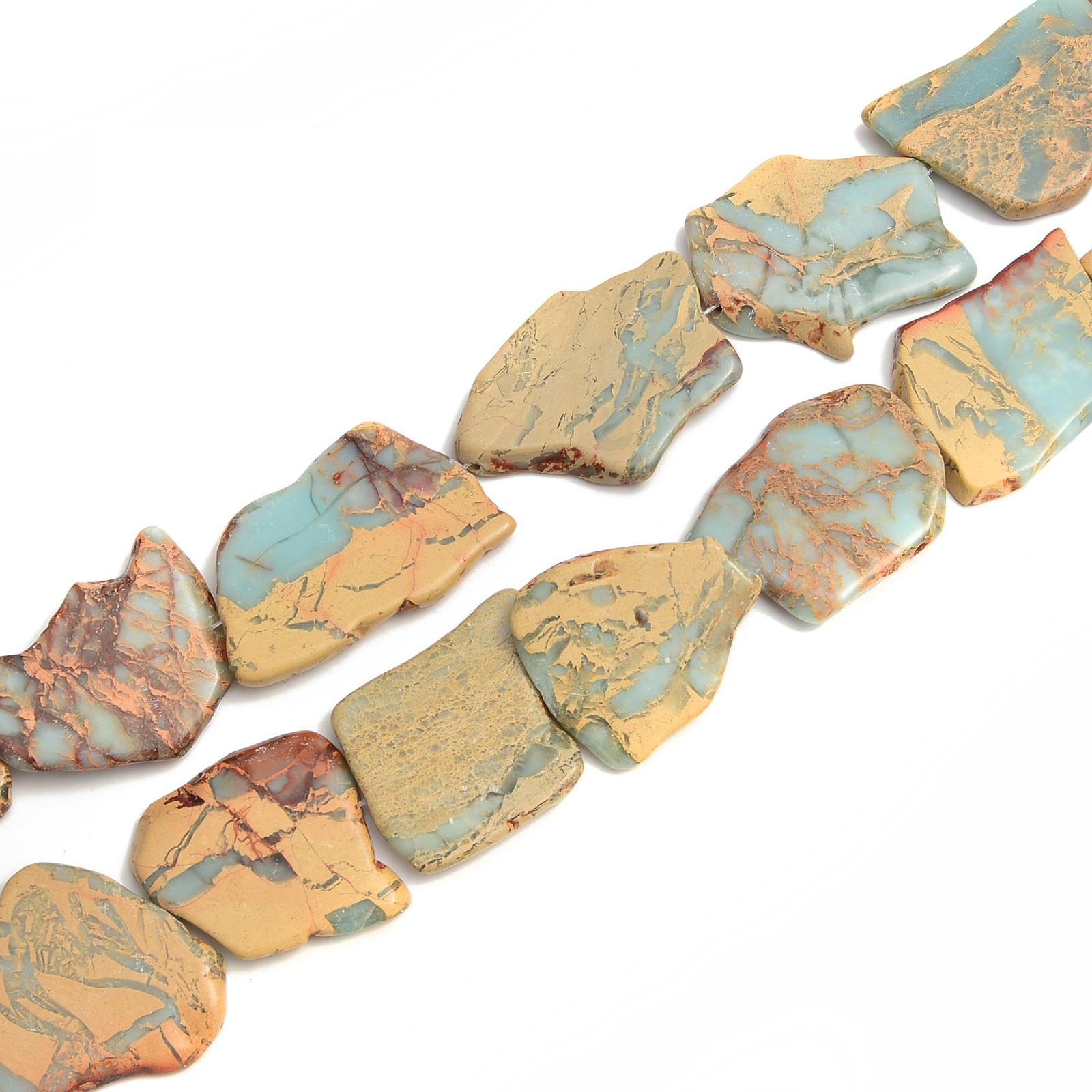 Aqua Terra Jasper Freeform Slab Slice Beads Size 30-50mm 15.5″ Strand