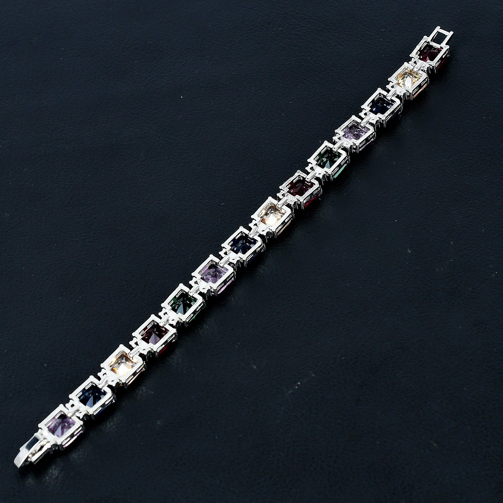 Faceted Multi Cut Stone Handmade 925 Sterling Silver Jewelry CZ Bracelet 7″ t255