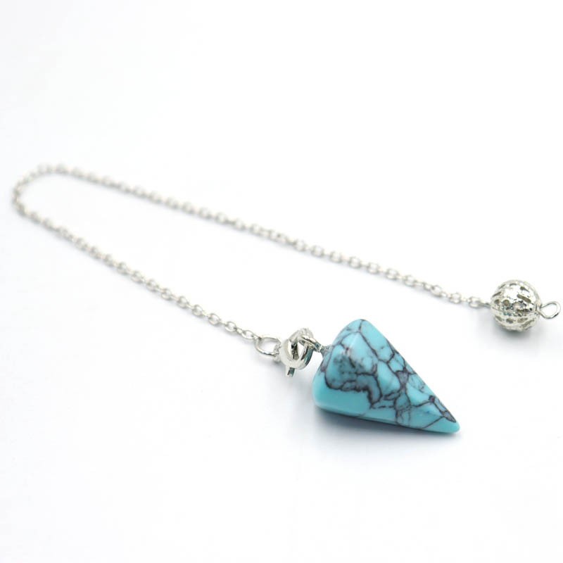 Crystal Natural Gemstone Healing Energy Cone Hexagonal Point Pendulum Pendant