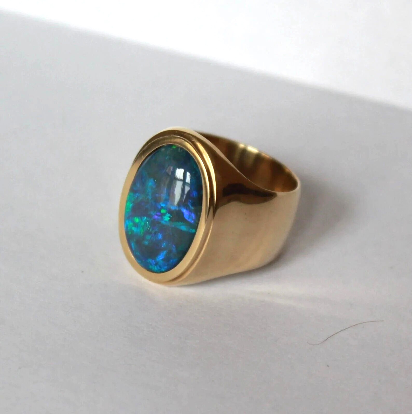 8.24 Carat Black Opal Gemstone October Birthstone Men’s Ring