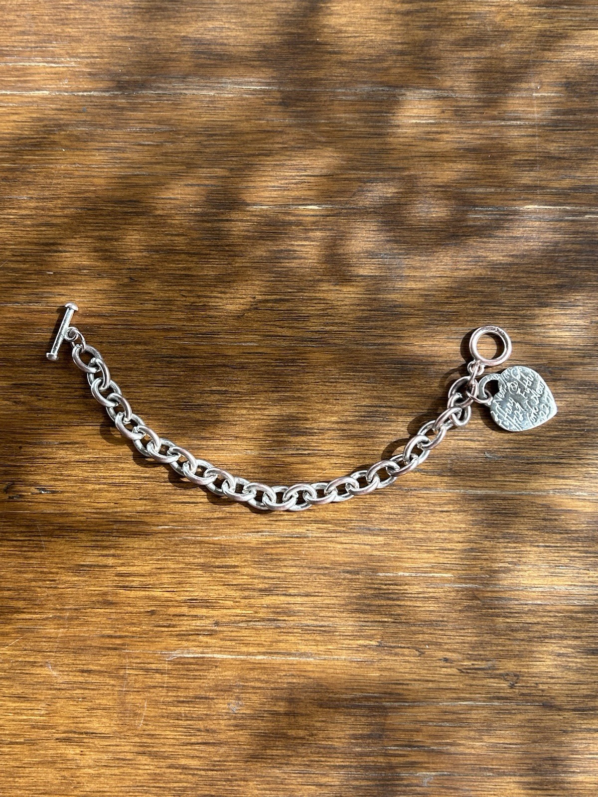 Tiffany and Co Sterling Silver Bracelet with Heart Tag Charm 7 1/2 In 925
