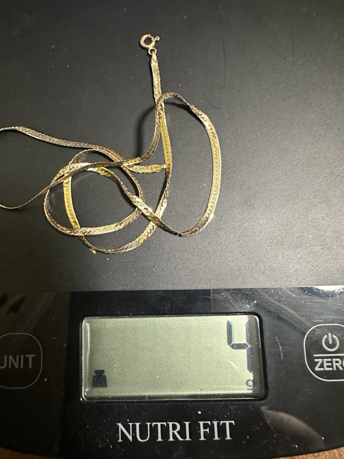 14K Yellow Gold Herringbone Necklace – 18” Length – 4 Grams-3 MM Made In Italy