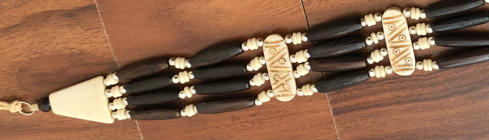 Native American Buffalo Bone Hairpipe Tribal Choker Traditional 4 Row Necklace