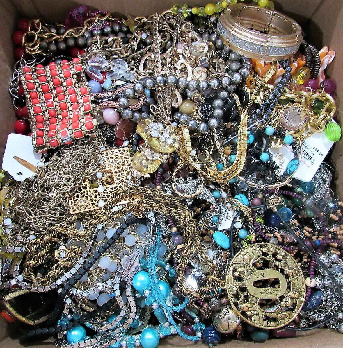 FREE SHIP 3 LBS Huge Lot Jewelry VTG Now Rhinestone Harvest Brooch Art FUN HUNT!