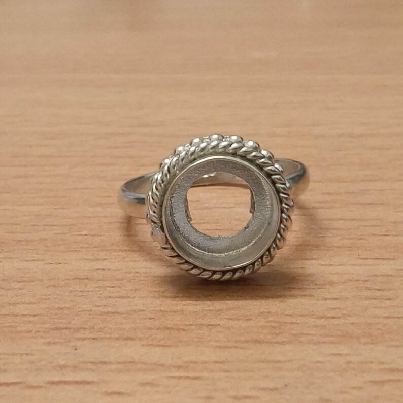 925 Sterling Silver 8mm Round Bezel Cup Setting Blank for DIY Jewelry Making