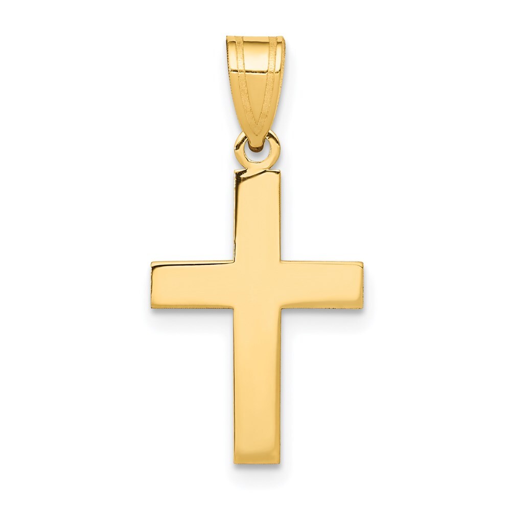 14k Yellow Gold Polished Cross Charm Pendant for Women 0.65g, L-22mm, W-12mm