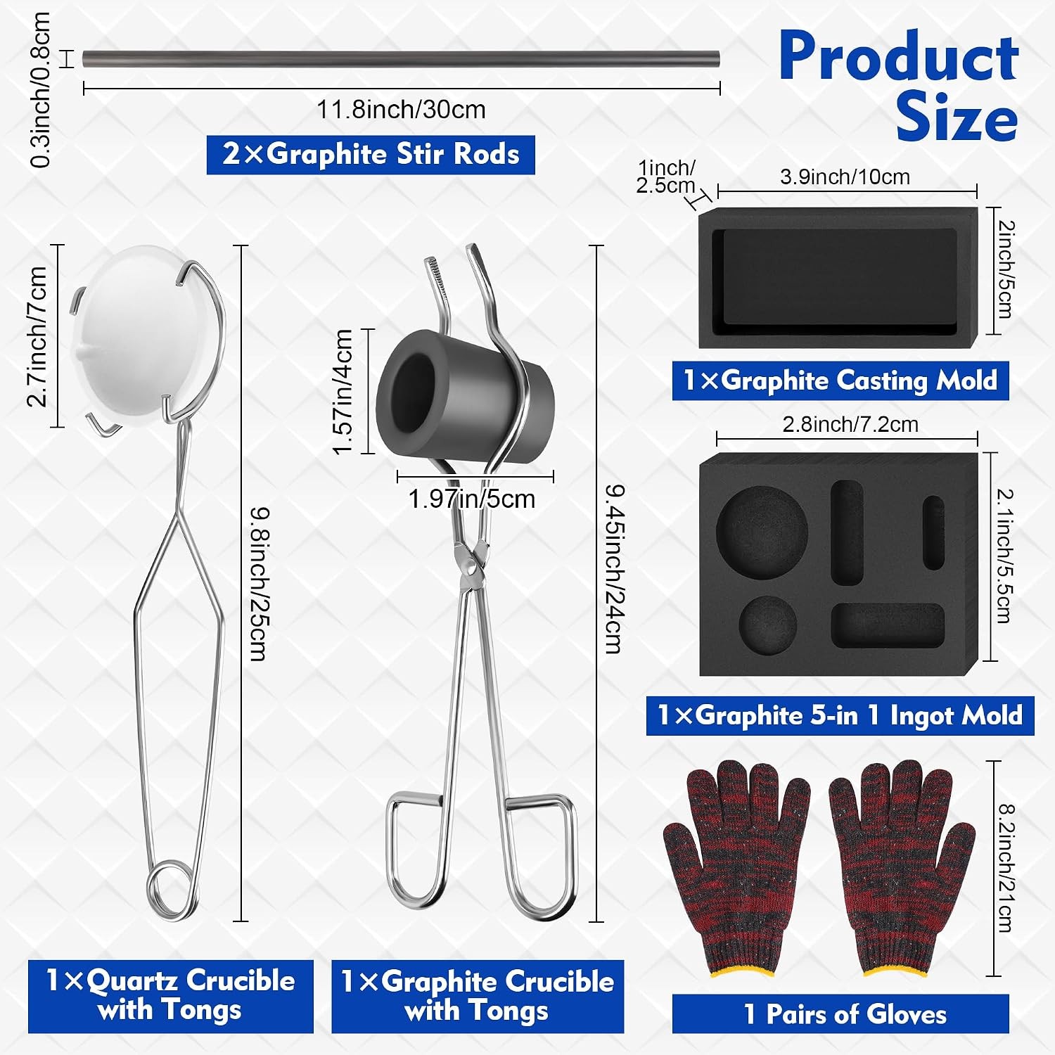 Graphite Torch Melting Casting Kit with Graphite Ingot Mould 2 Cru Graphite