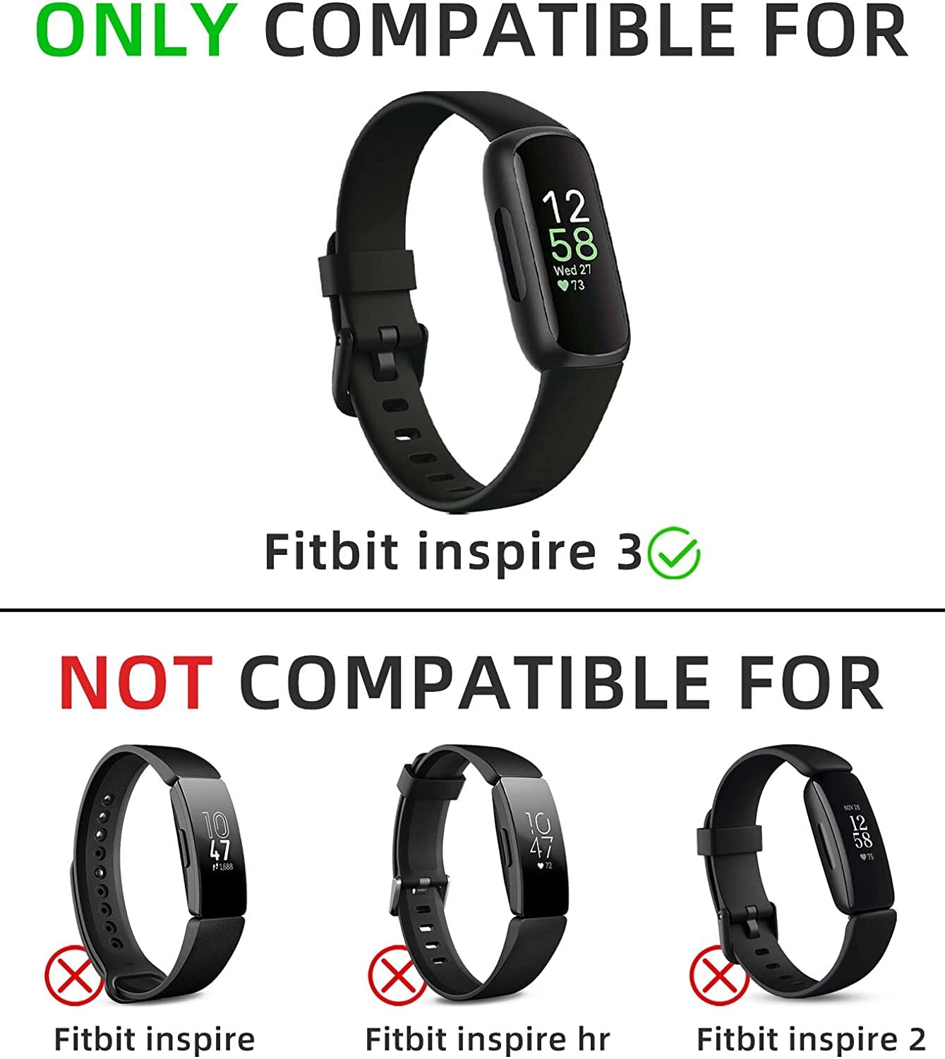 Silicone Strap Replacement Sport Watch Band For Fitbit inspire 3 Smartwatch S/L
