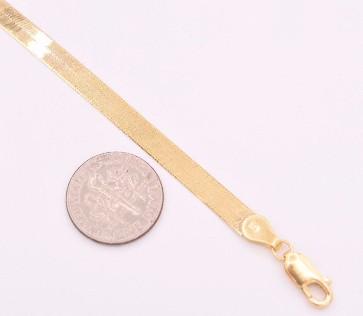 5.00mm High Polish Herringbone Bracelet Real Solid 14K Yellow Gold 7″
