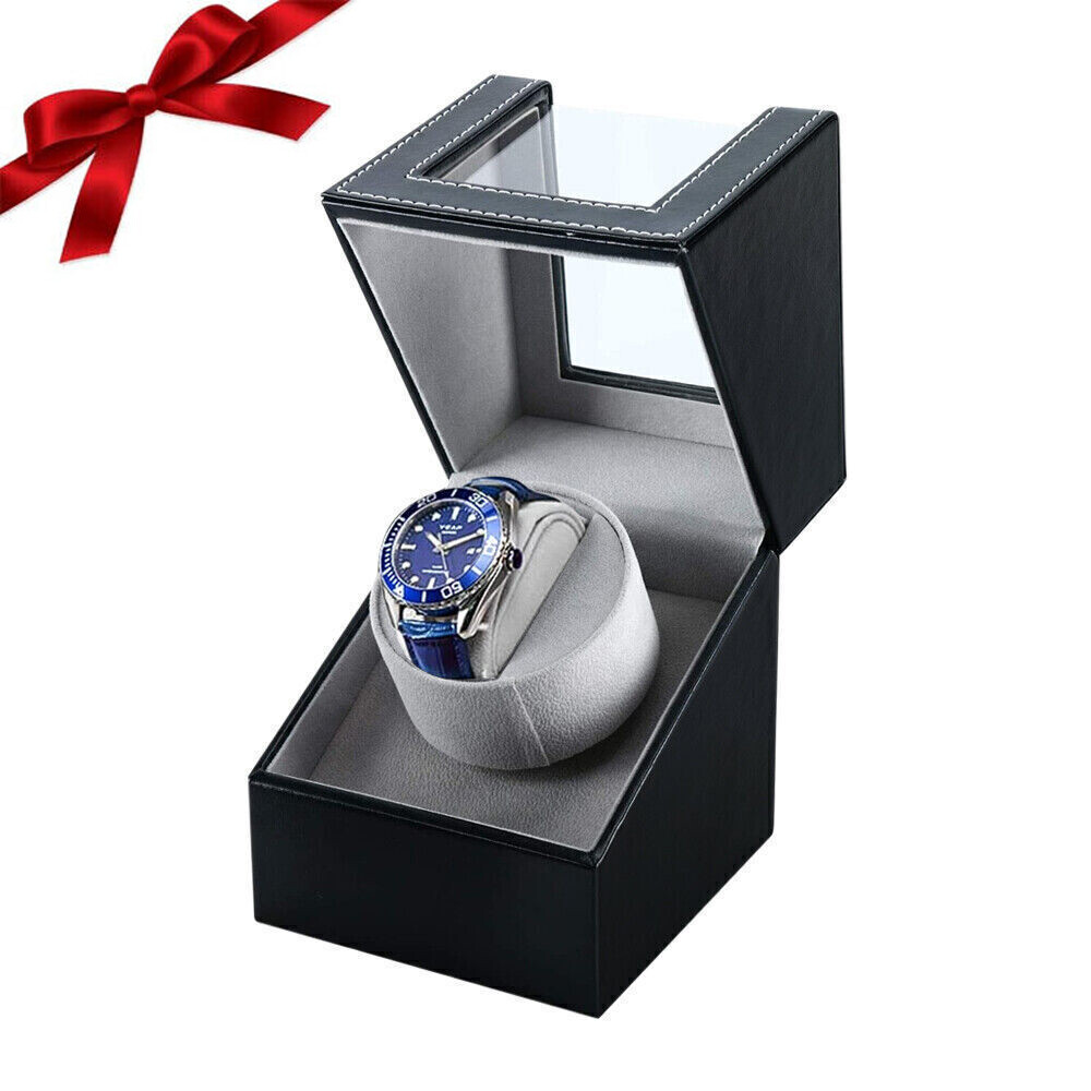 Automatic Rotation Single Watch Winder Box Leather Storage Display Case Box Gift