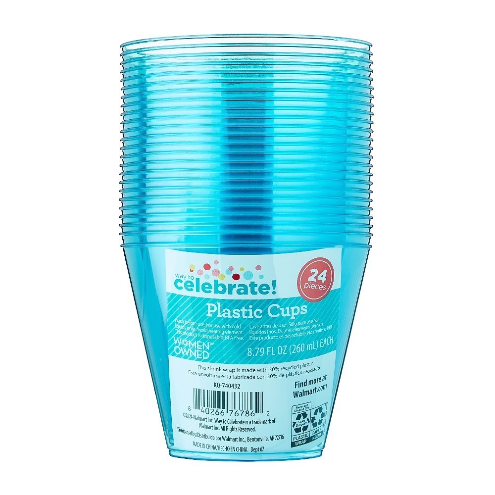 Disposable Plastic Cups Blue 8 79 fl oz 24 Count Pack of 24