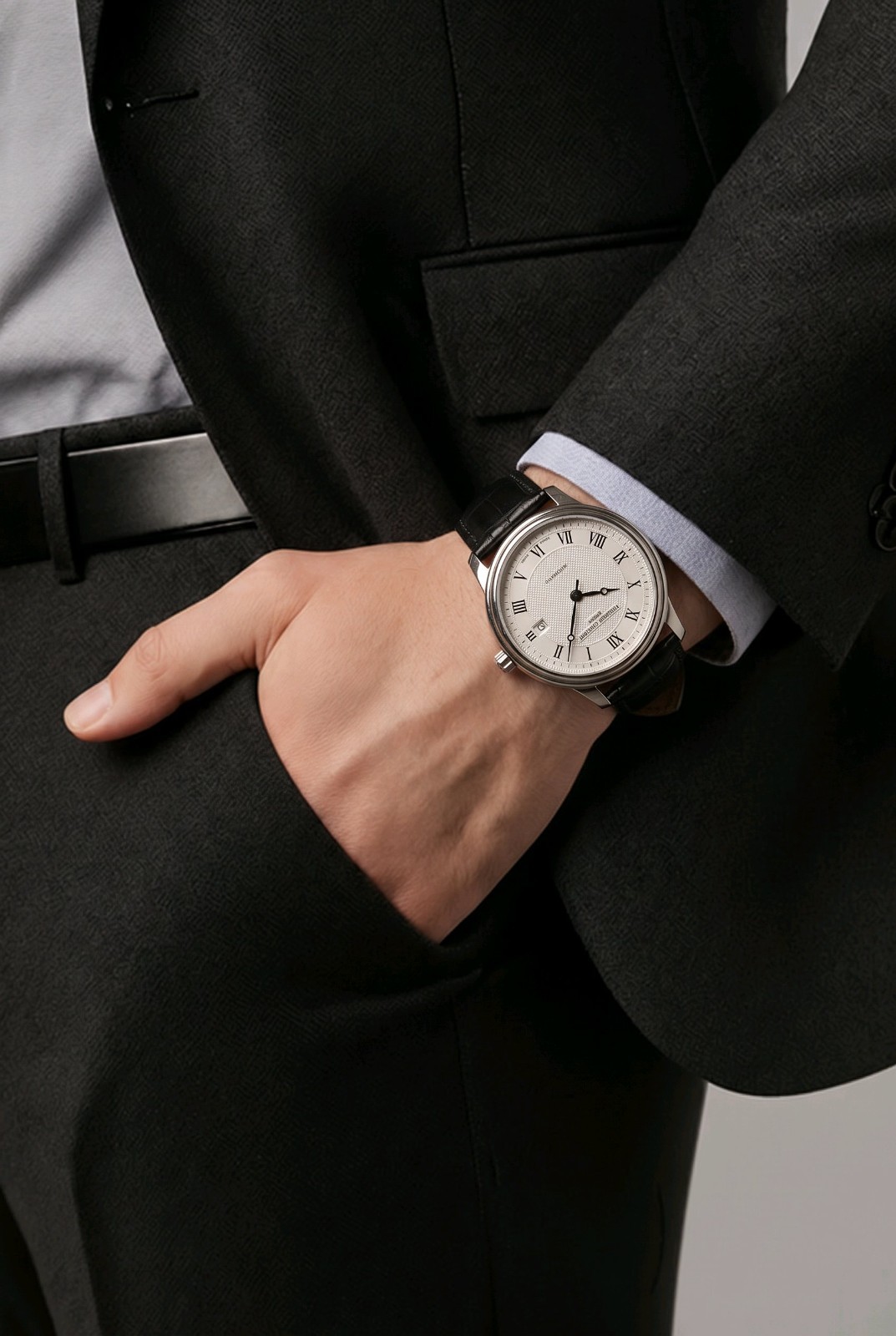 Frédérique Constant Geneve Swiss Automatic Roman Dial Date 35mm Black Leather